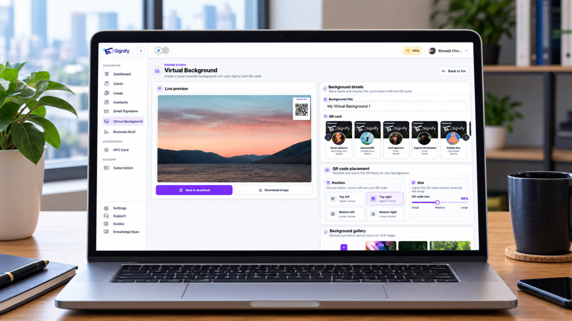 Signify Virtual Backgrounds: Share Your Digital Business Card on Video Calls — Signify Insights